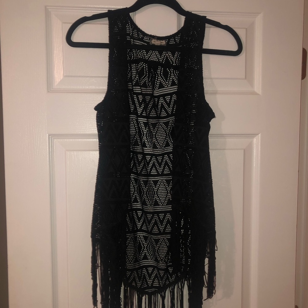 Lace & fringe vest